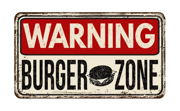 Burger zona vintage metal enferrujado sinal —  Vetores de Stock