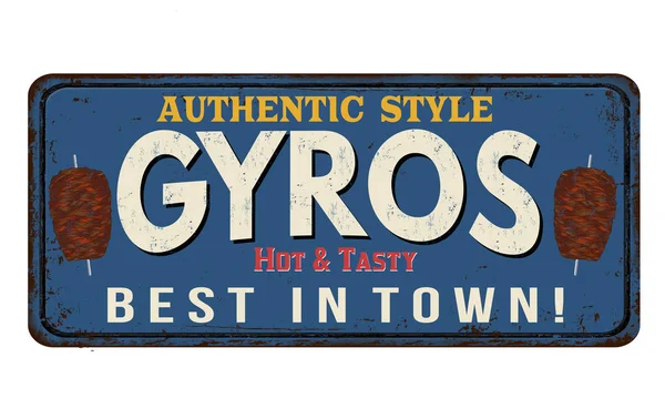 Gyros Vintage rostiges Metallschild — Stockvektor