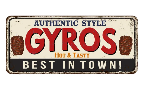 Signo de metal oxidado vintage Gyros — Vector de stock