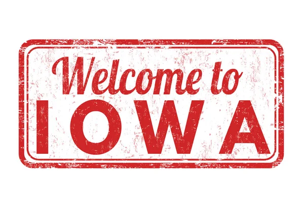 Iowa işareti veya damga için hoş geldiniz — Stok Vektör