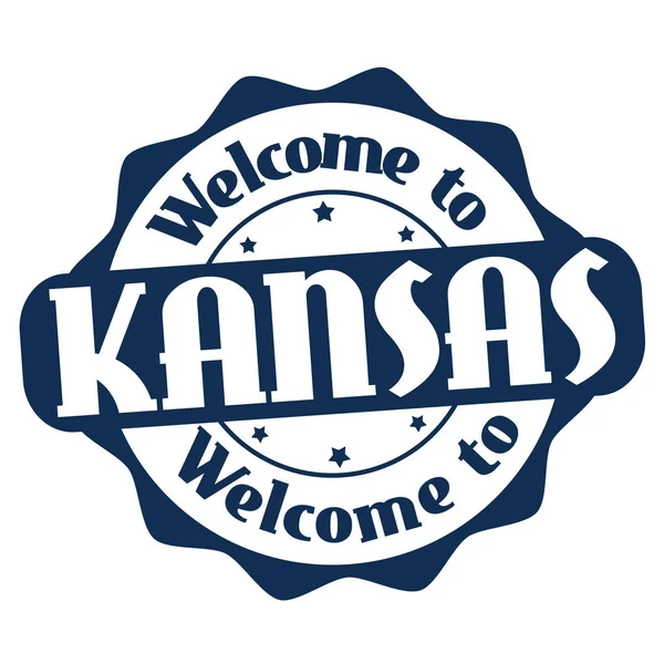 Kansas işareti veya damga için hoş geldiniz — Stok Vektör
