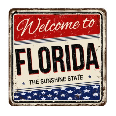 Florida vintage paslı metal işareti için hoş geldiniz