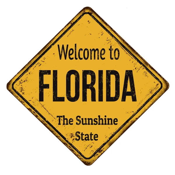 Καλώς ήρθατε στην Φλόριντα vintage Σκουριασμένο μέταλλο σημάδι — Διανυσματικό Αρχείο