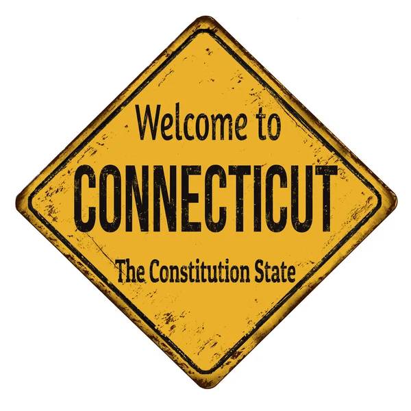 Bienvenido al cartel de metal oxidado vintage de Connecticut — Vector de stock