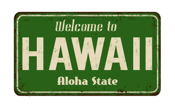 Bienvenido a Hawaii vintage cartel de metal oxidado — Vector de stock
