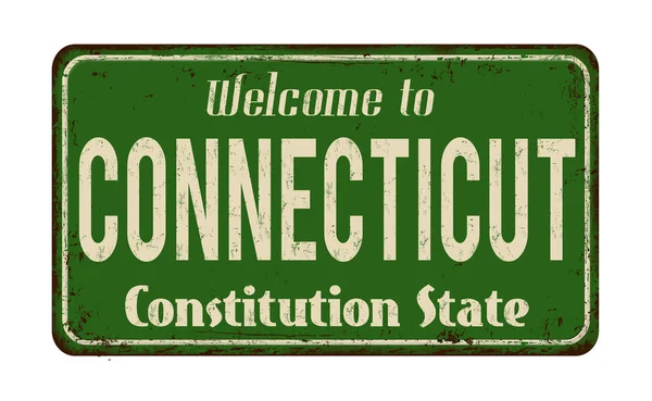 Bienvenido al cartel de metal oxidado vintage de Connecticut — Archivo Imágenes Vectoriales
