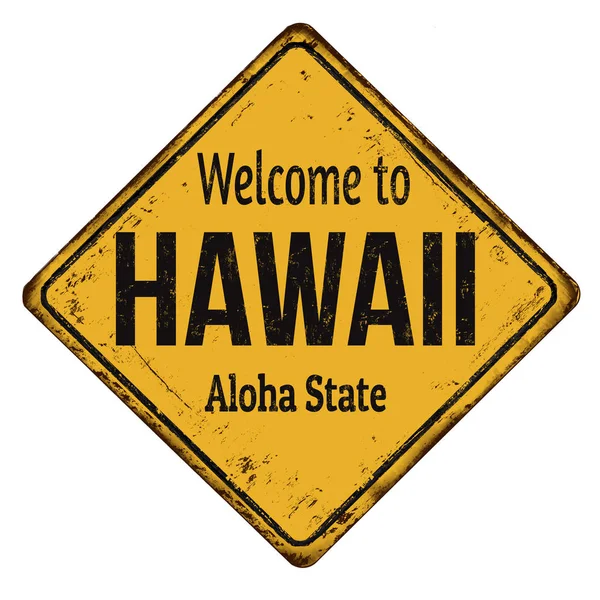 Bienvenido a Hawaii vintage cartel de metal oxidado — Vector de stock