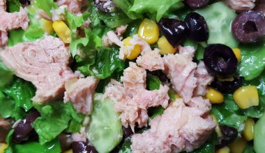 Ton balığı ve sebze salatası.