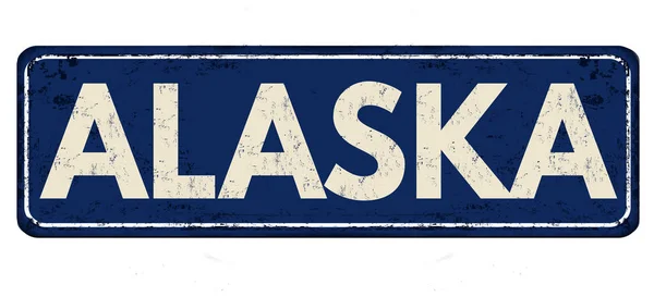 Alaska vintage zardzewiały metal znak — Wektor stockowy