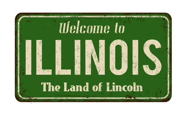 Illinois vintage rusty metal sign — Stock Vector