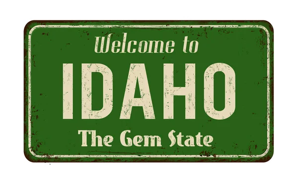 爱达荷州老式锈迹斑斑的金属牌子 — 图库矢量图片