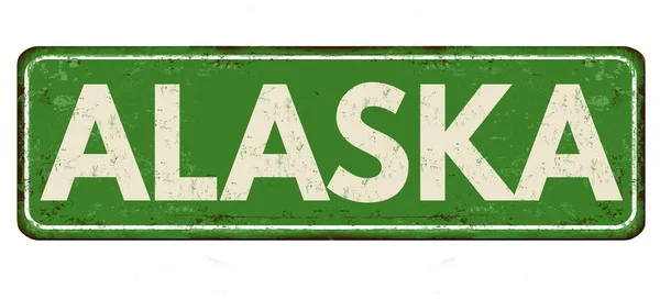 Alaska vintage zardzewiały metal znak — Wektor stockowy