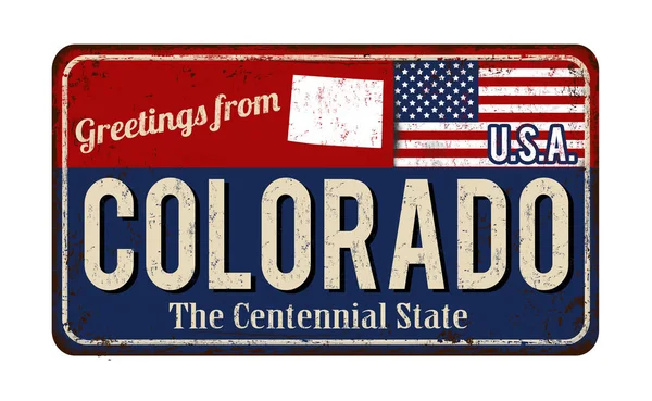 Saudações do Colorado vintage sinal de metal enferrujado — Vetor de Stock