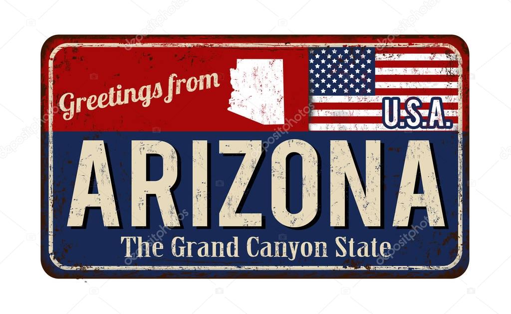 Greetings from Arizona vintage rusty metal sign