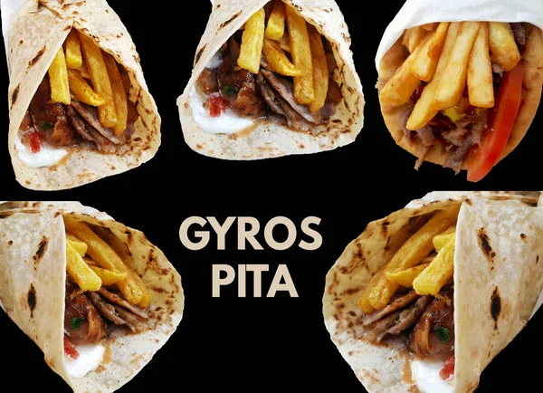 Görög gyros pita collection halmaz — Stock Fotó