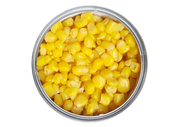 El maíz dulce en lata de metal — Foto de Stock