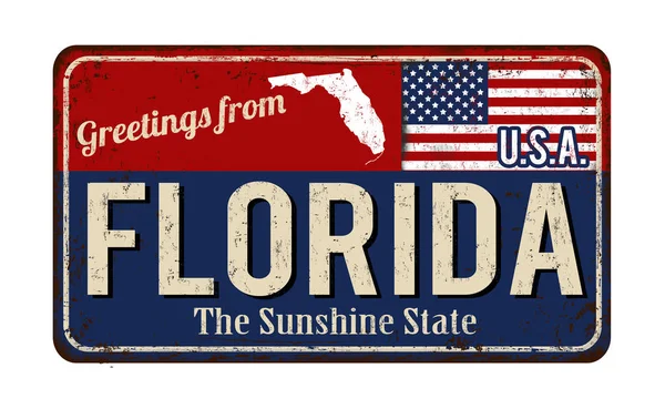 Florida vintage paslı metal selamlar imzalamak — Stok Vektör