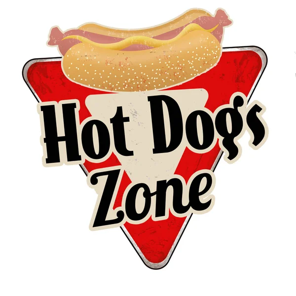 Hot dog zona vintage arrugginito segno metallo — Vettoriale Stock