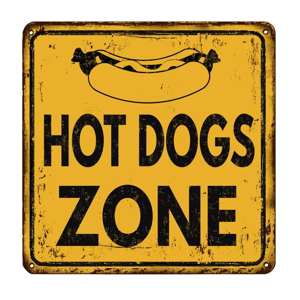 Hot dog zona vintage arrugginito segno metallo — Vettoriale Stock