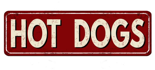 Hot dogi vintage zardzewiały metal znak — Wektor stockowy