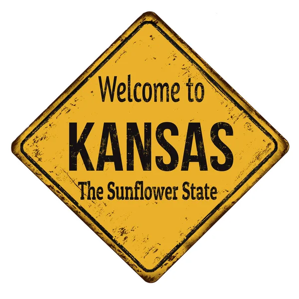 Добро пожаловать в Канзас винтажный ржавый металлический знак — стоковый вектор