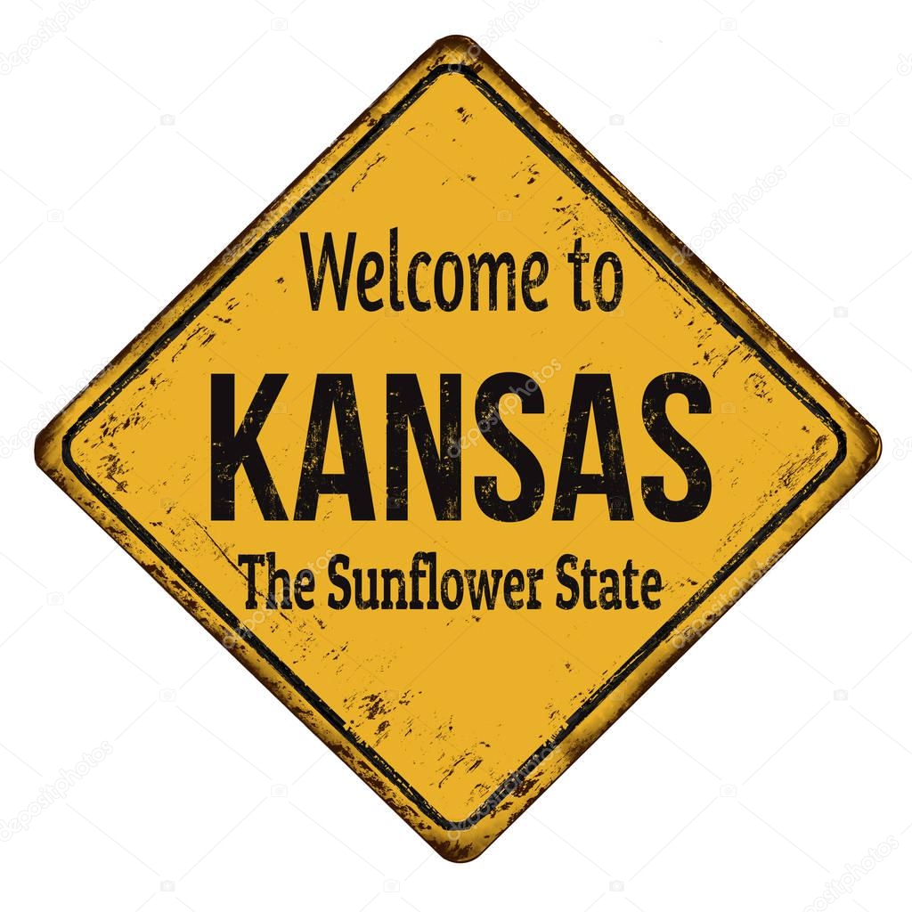 Welcome to Kansas vintage rusty metal sign 