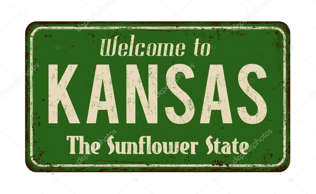 Welcome to Kansas vintage rusty metal sign 