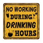 No working during drinking hours, vintage poster — Stock Vector