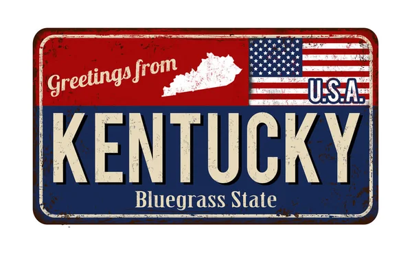 Pozdrowienia z Kentucky vintage zardzewiały metal Zarejestruj — Wektor stockowy