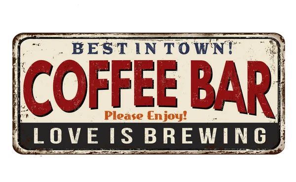 Винтажный металлический знак кофе-бара — стоковый вектор