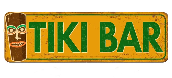 Tiki bar vintage sinal de metal enferrujado — Vetor de Stock