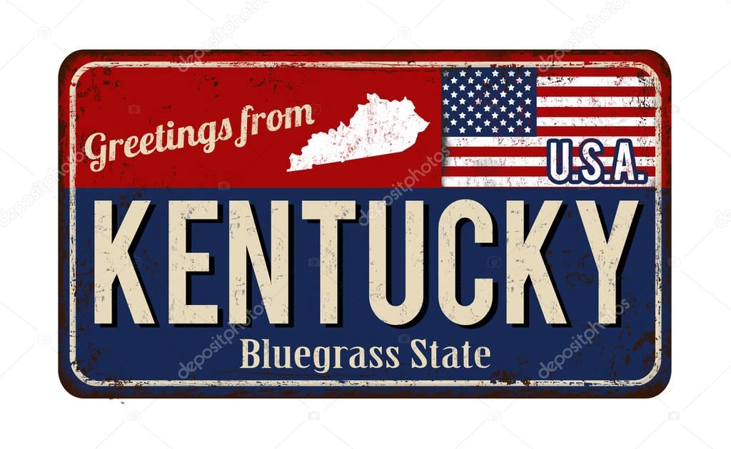 Greetings from Kentucky vintage rusty metal sign