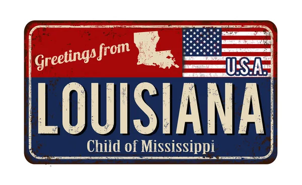 Grüße von louisiana vintage rostiges Metallschild — Stockvektor