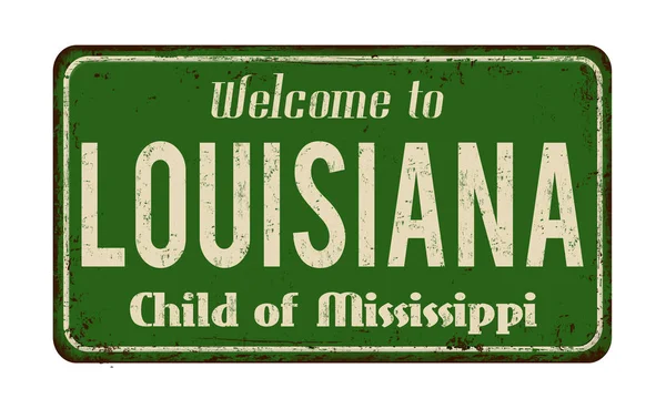 Welkom bij Louisiana vintage roestige metalen teken — Stockvector