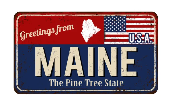 Saluti dal Maine vintage segno metallo arrugginito — Vettoriale Stock