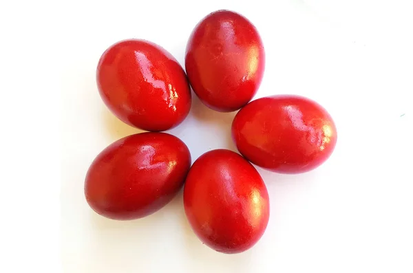 Červené velikonoční vajíčka — Stock fotografie