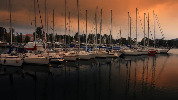 Yacht port over beautiful sunset — Stock Photo, Image