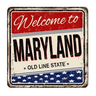 Maryland vintage paslı metal işareti için hoş geldiniz