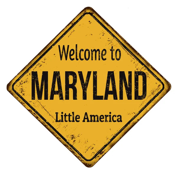 Welcome to Maryland vintage rusty metal sign — Stock Vector