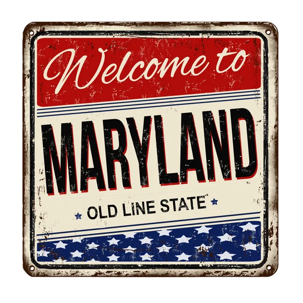 Bienvenido a Maryland vintage cartel de metal oxidado — Archivo Imágenes Vectoriales