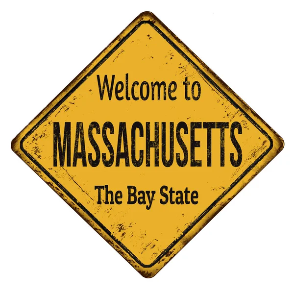 Welcome to Massachusetts vintage rusty metal sign — Stock Vector