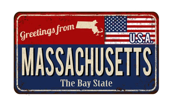 Massachusetts vintage rusty metal sign — Stock Vector