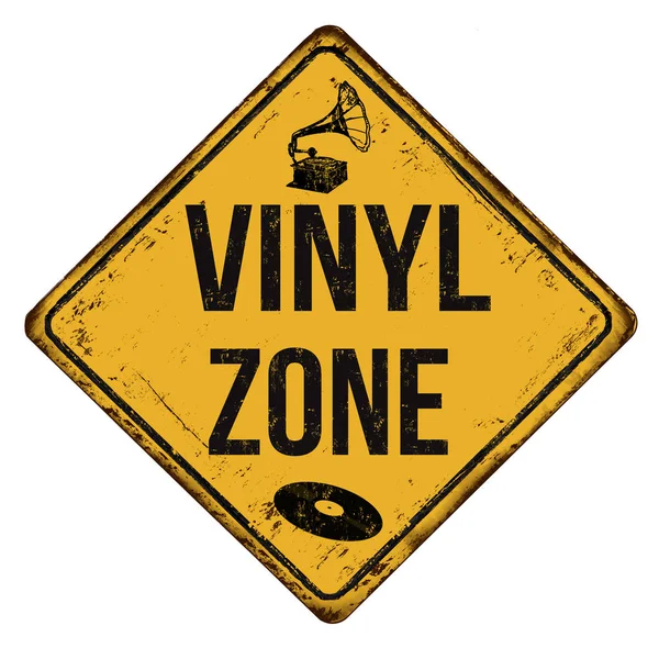 Vinyl Zone Vintage rostiges Metallschild — Stockvektor