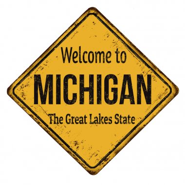 Michigan vintage paslı metal işareti için hoş geldiniz