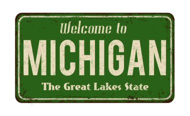 Michigan vintage paslı metal işareti için hoş geldiniz