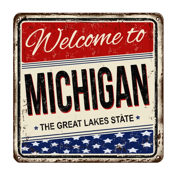 Bienvenue à Michigan vintage en métal rouillé signe — Image vectorielle