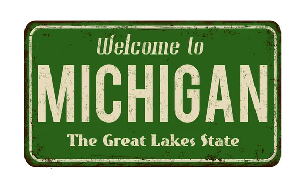 Bem-vindo ao sinal de metal enferrujado vintage Michigan — Vetor de Stock