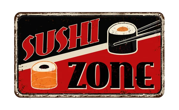 Sushi zone vintage zardzewiały metal znak — Wektor stockowy