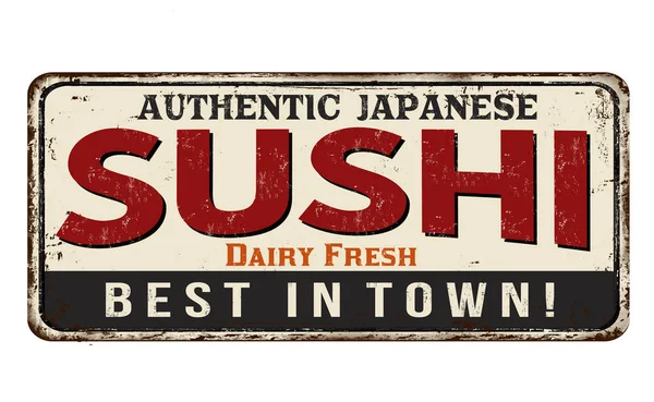 Sushi vintage zardzewiały metal znak — Wektor stockowy