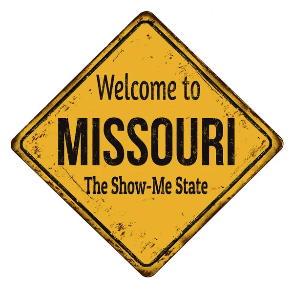 Bienvenue à Missouri vintage en métal rouillé signe — Image vectorielle